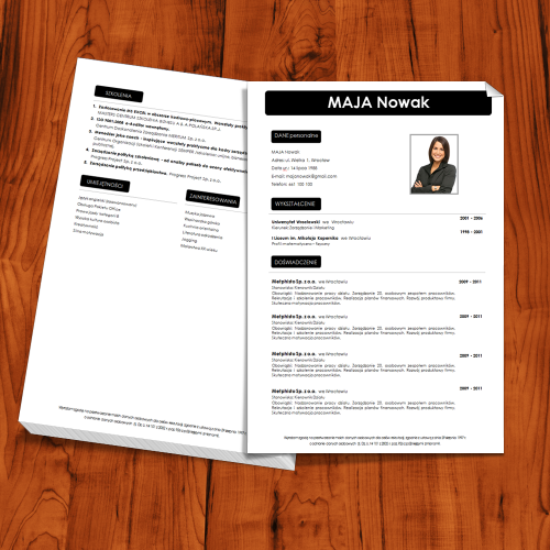 cv wzór szablon cv dwustronne make happy 500x500 Wzór CV   Make Happy